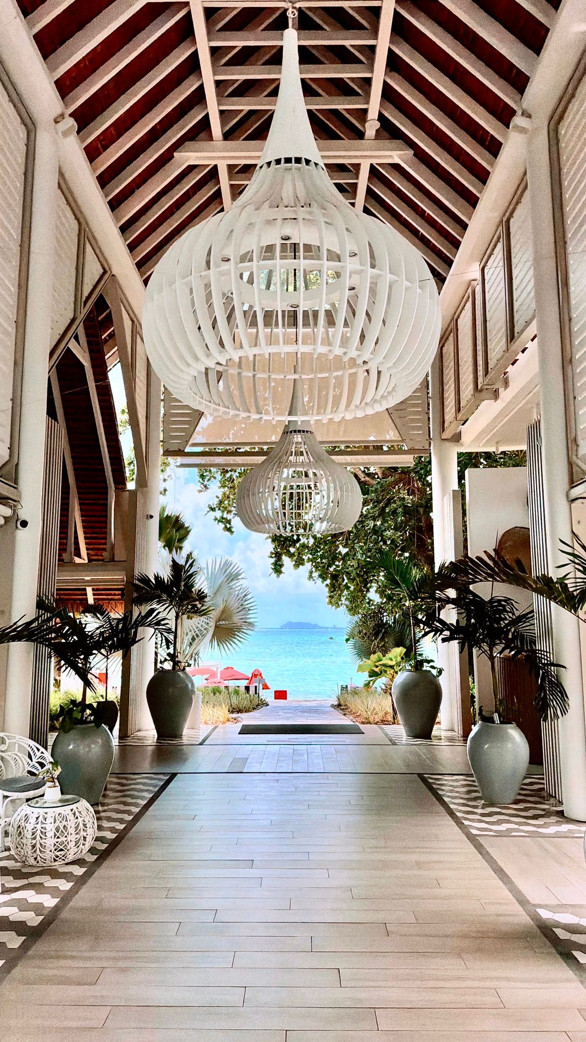 Resort corridor opening onto the beach